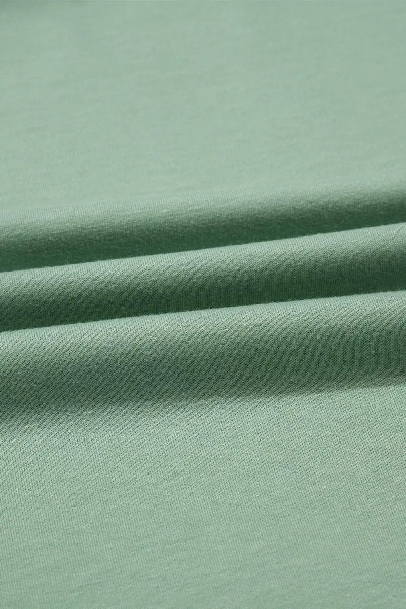 Smoke Green Half Sleeve Raw Seam High Low Side Split Top - Love Salve